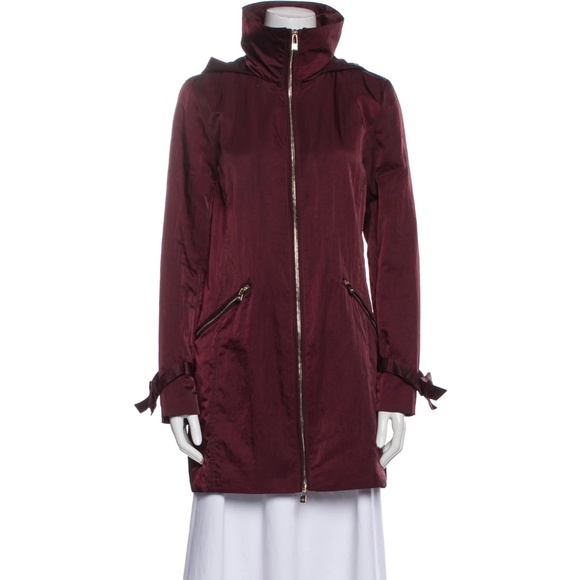 Karl Lagerfeld Burgundy Maroon Raincoat Rain Coat Parka Jacket Small - Picture 1 of 5